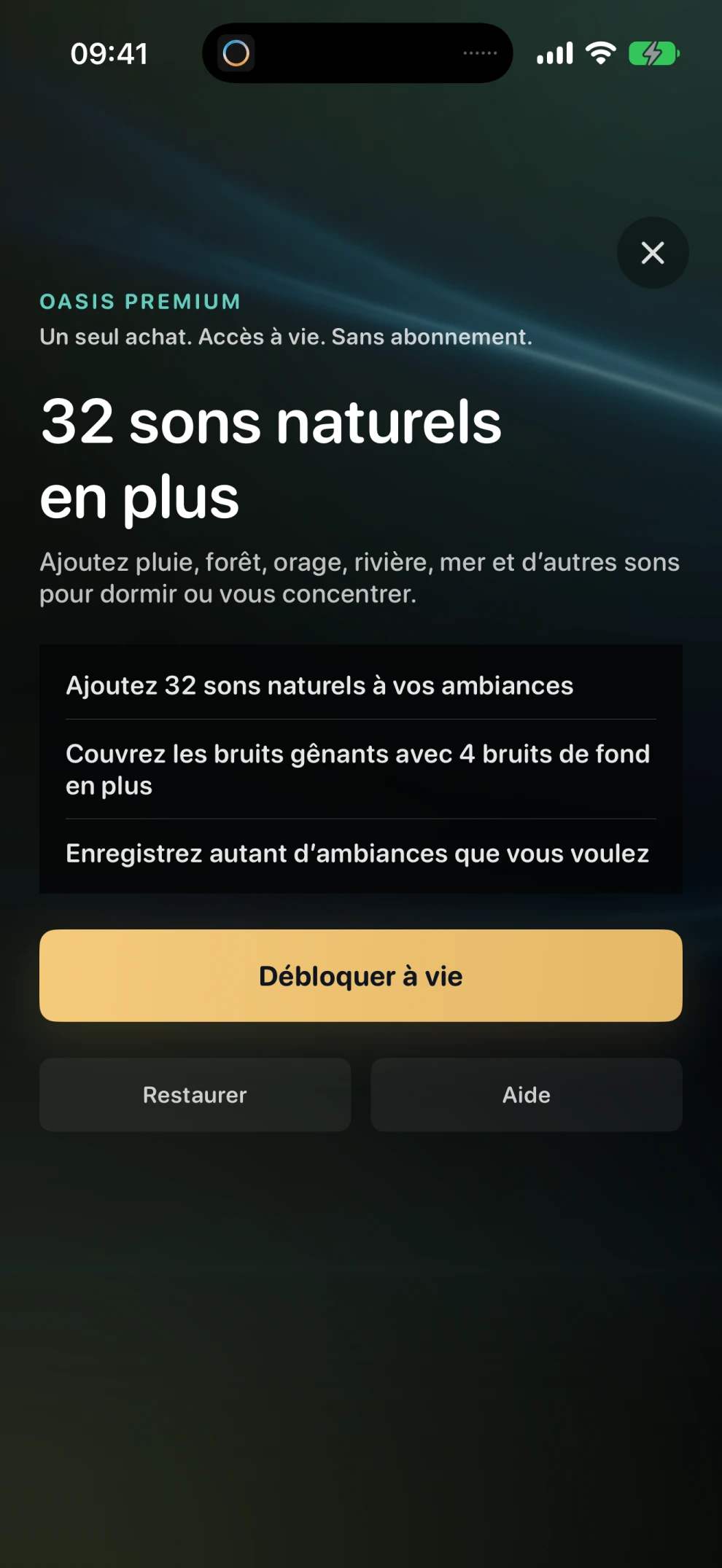 Écran complet Premium à vie en français