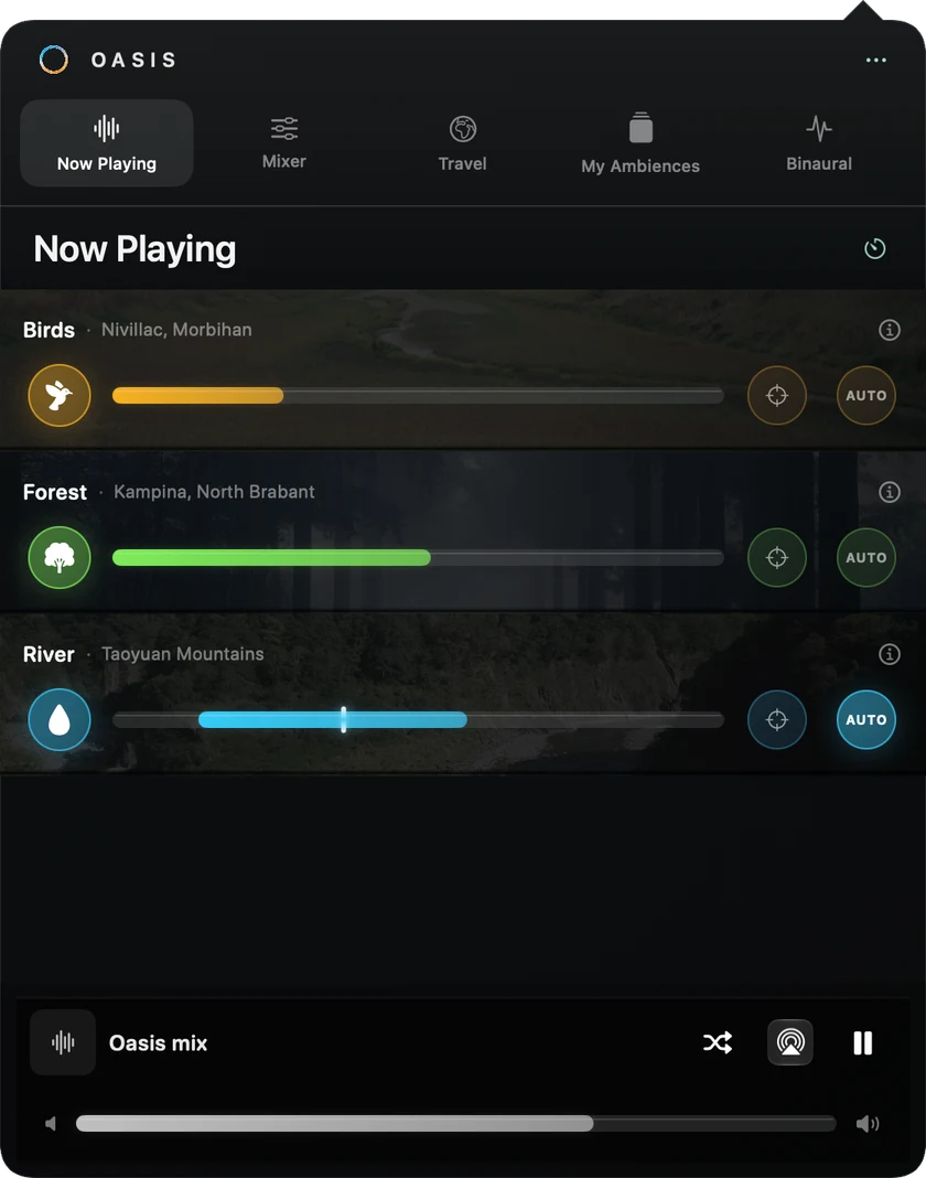 Mixer · Oasis macOS