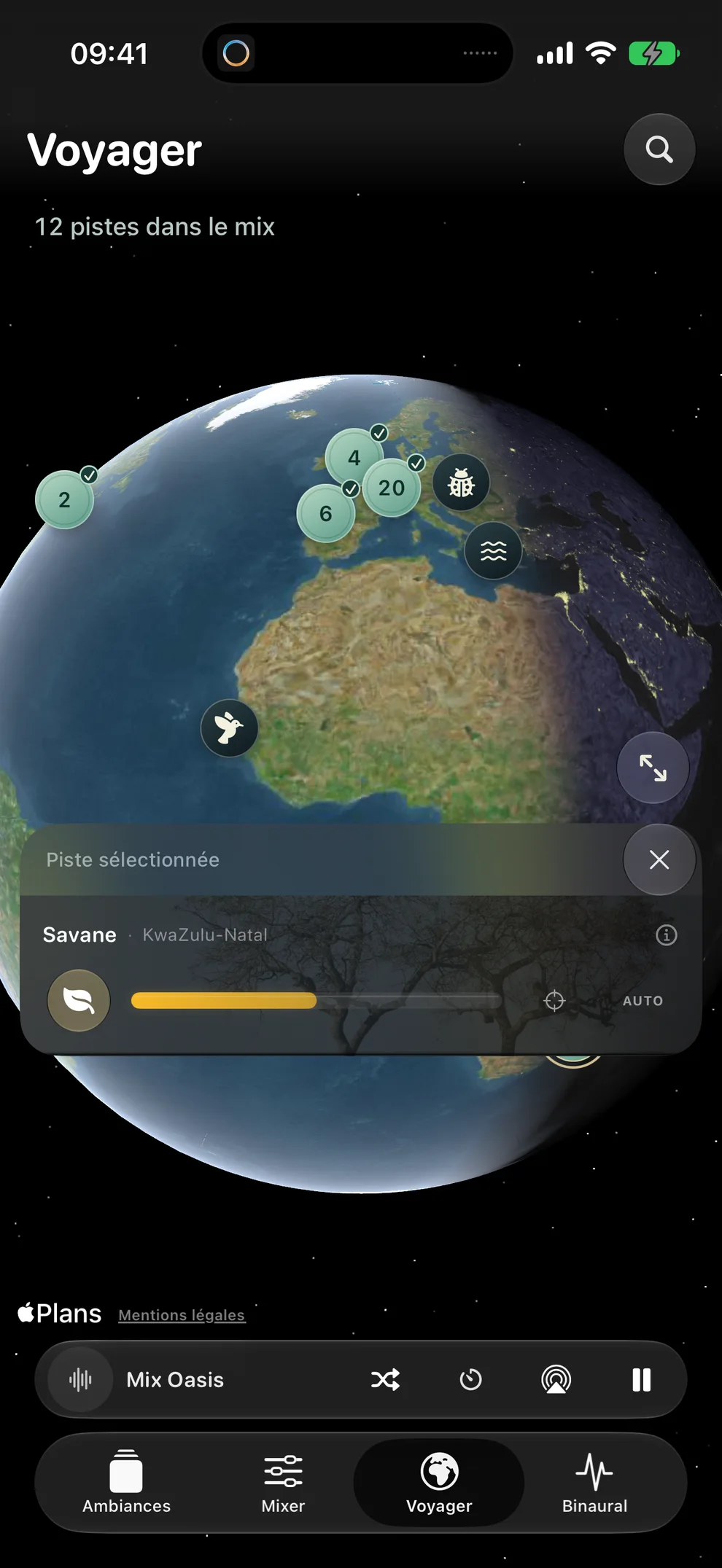 Les lieux d’enregistrement sur le globe de Voyager
