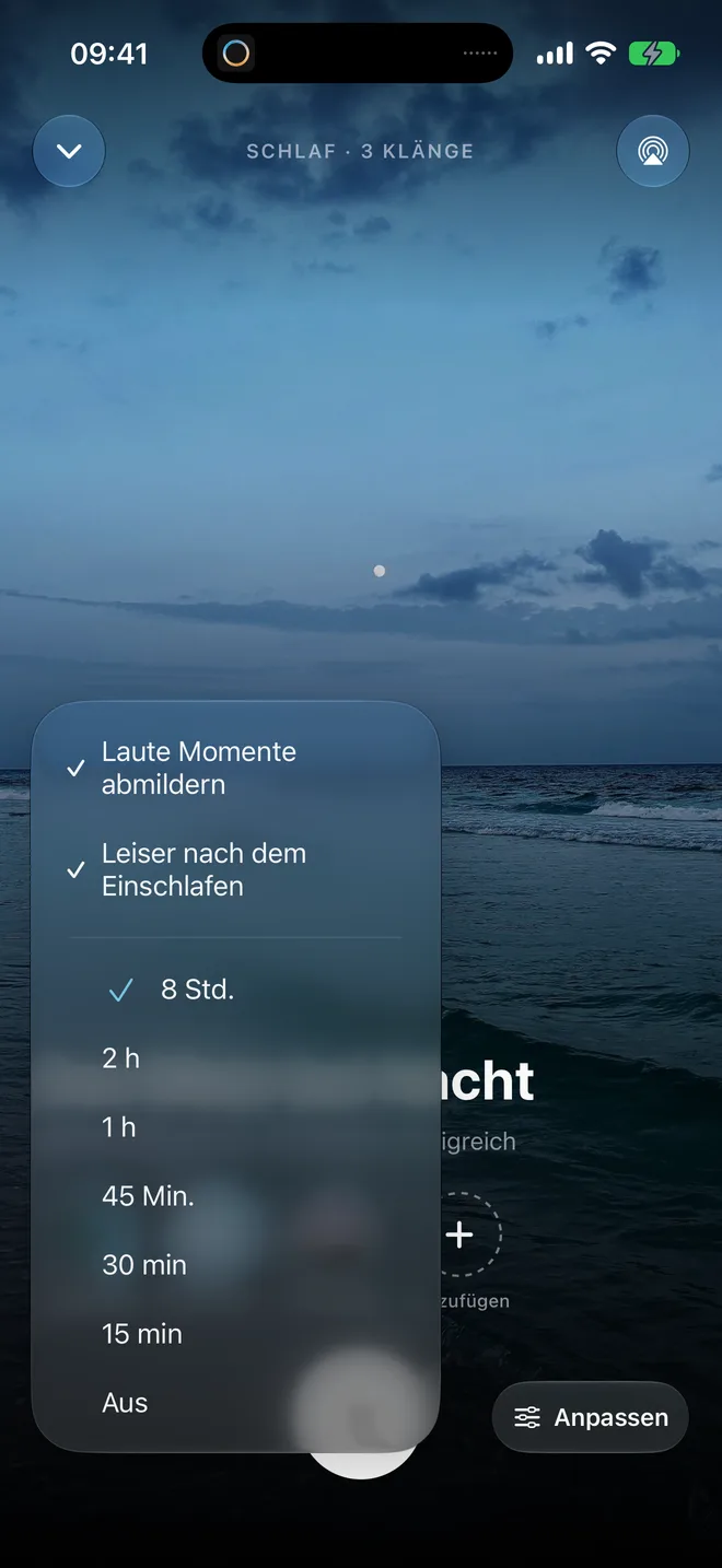 Die Nachteinstellungen: „Laute Momente abmildern“ und „Leiser nach dem Einschlafen“