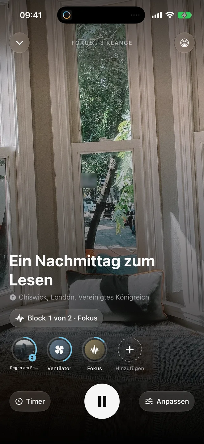 Ein Fokus-Block in Oasis: Block 1 von 2 mit den Beats „Fokus“